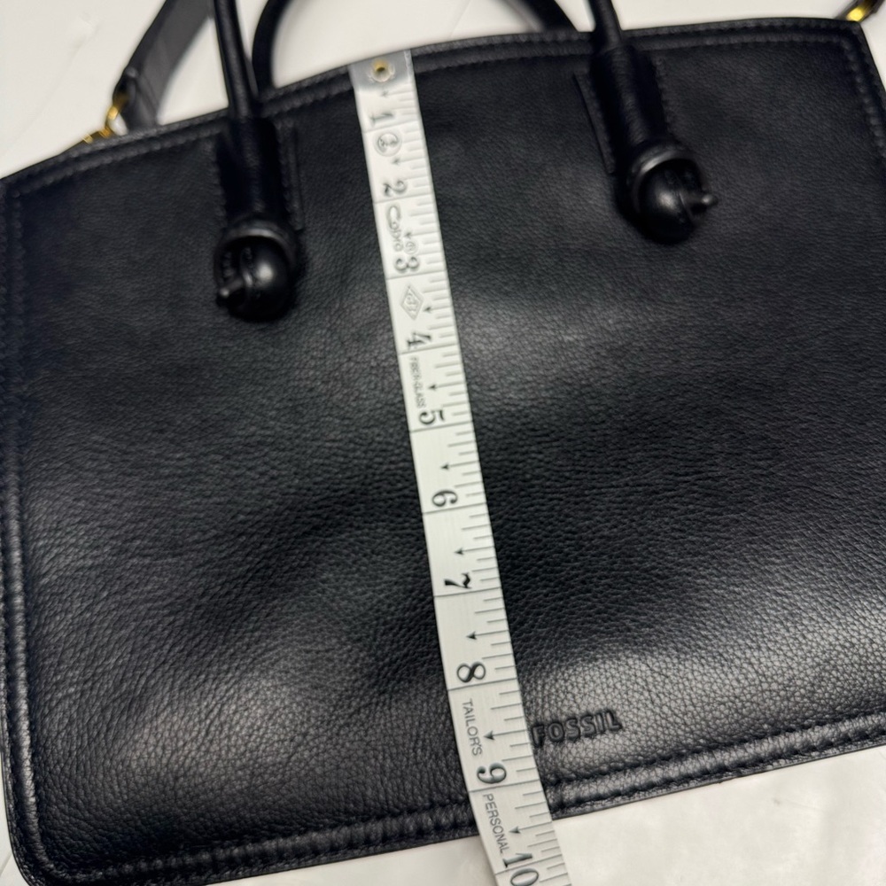 Fossil Black Leather Satchel with Gold Hardware - Picture 7 of 12